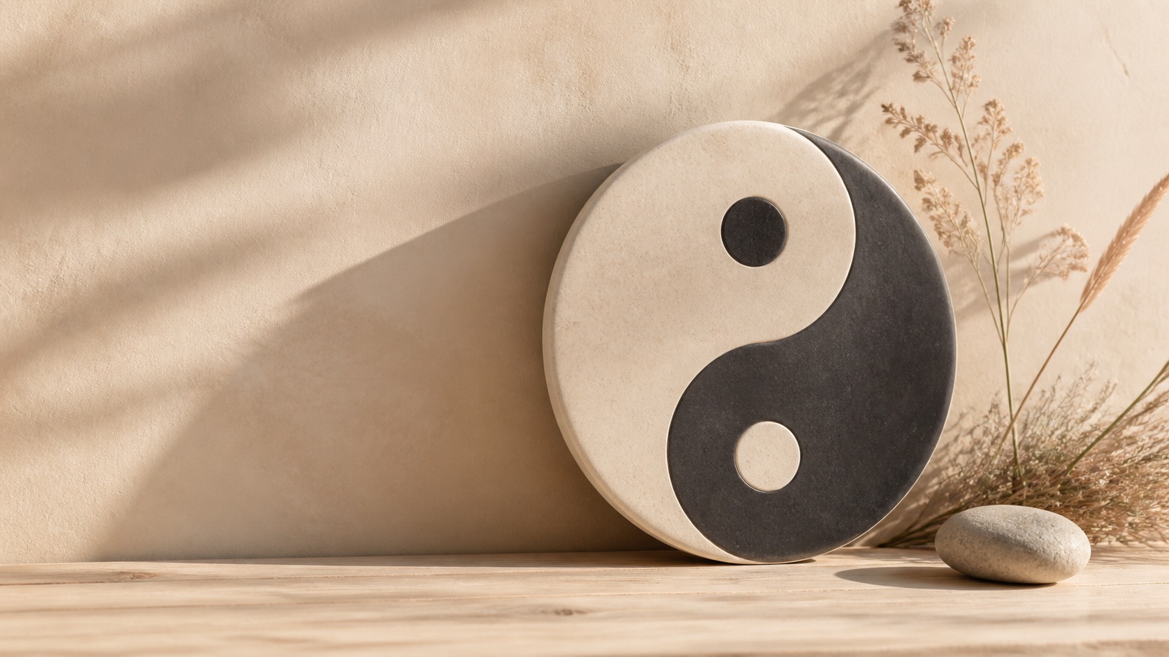 Yin yang v jemných přírodních tónech
